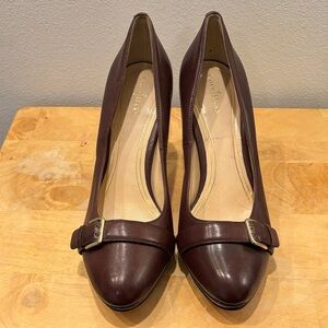 Cole Haan Nike Air Brown Leather Buckle Pumps | Size 11B